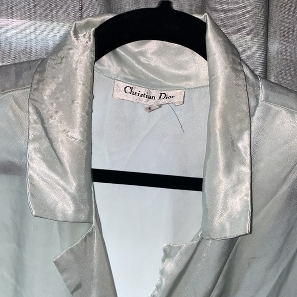 CHRISTIAN DIOR VINTAGE SILK NIGHT SHIRT BLOUSE L - Picture 6 of 13